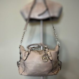 Michael Kors Purse Grey Woman’s Authentic Leather Bag Shoulder Bag Clutch Large